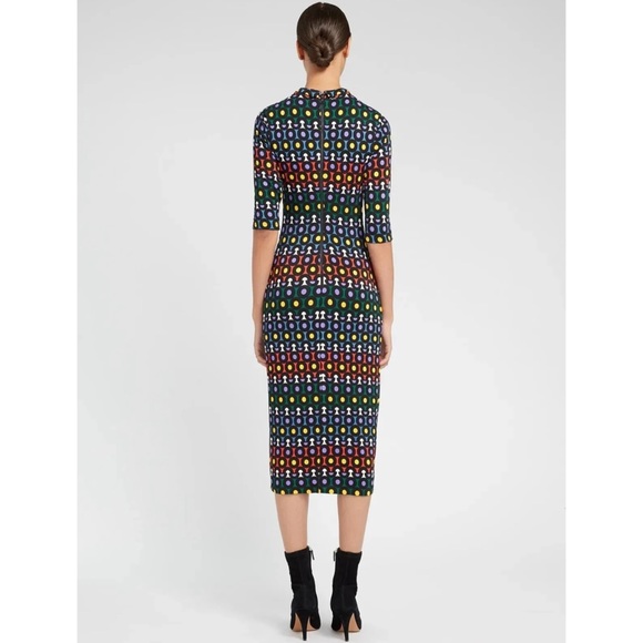 🎀SOLD🎀Alice + Olivia Delora Rainbow Dot Geometric Print Fitted Dress - Picture 3 of 9